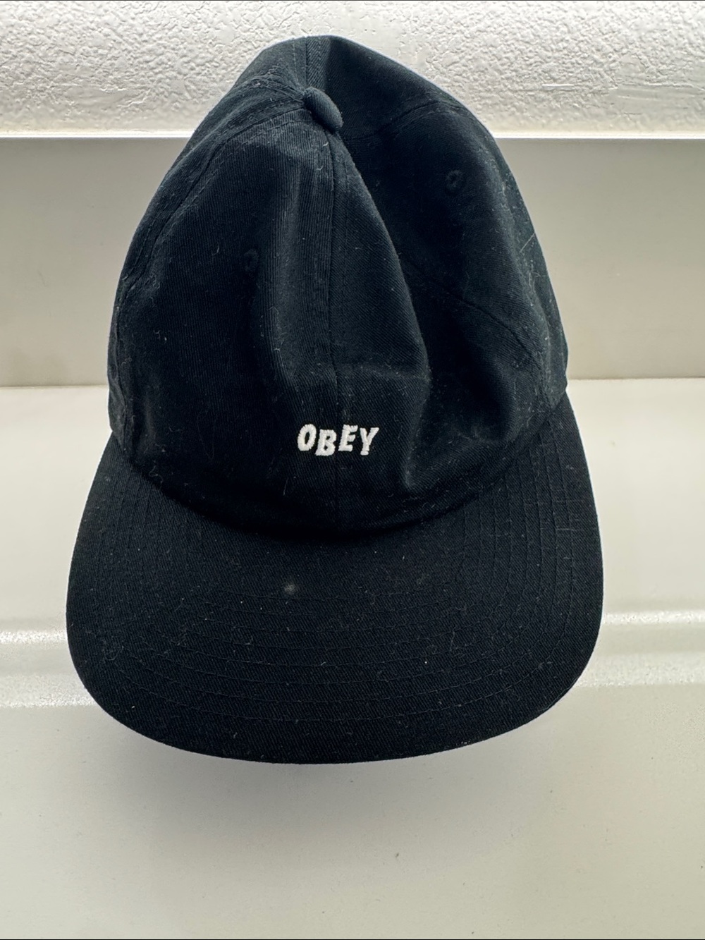 Obey Black Baseball Cap with White Logo